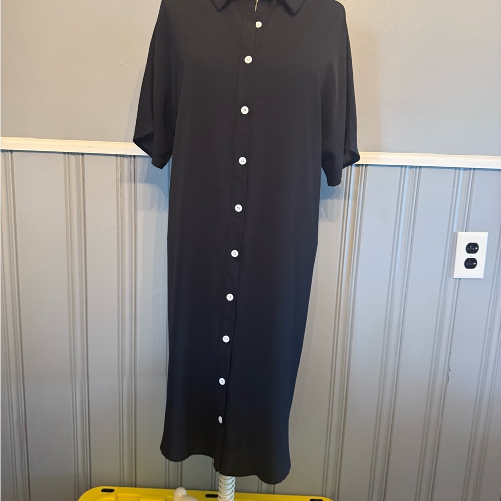 SHEIN Black and White Buttoned Midi Dress